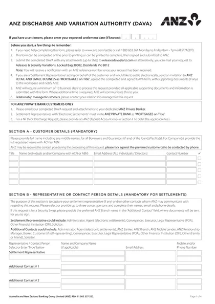 anz discharge form