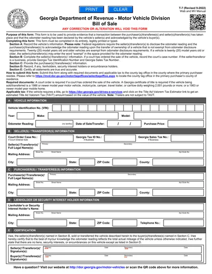 georgia bill of sale form