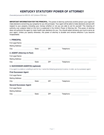 kentucky power of attorney form