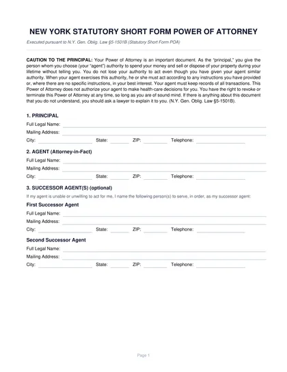 new york power of attorney form