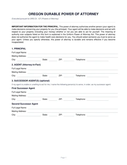 oregon power of attorney form
