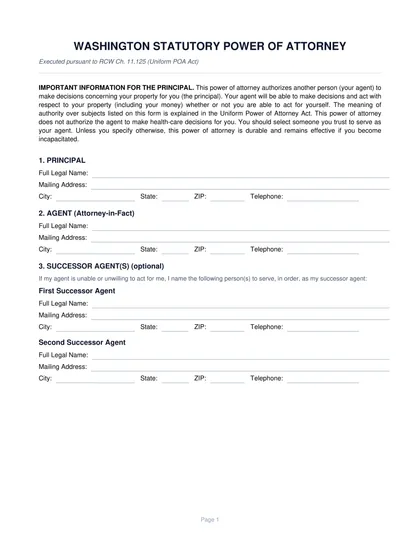 washington power of attorney form