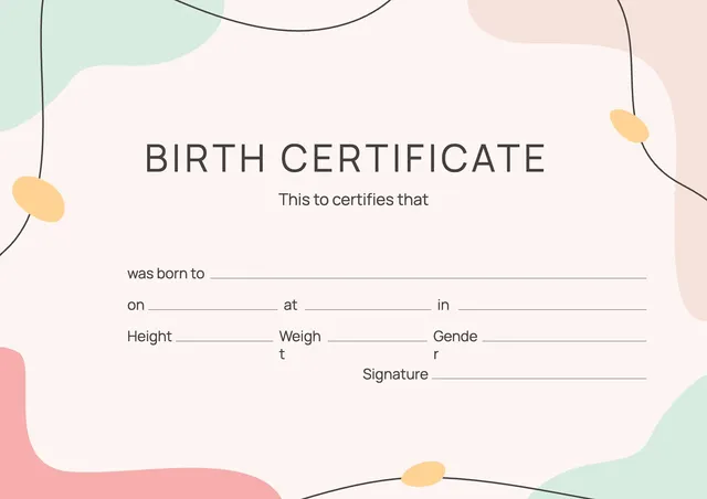 abstract birth certificate template