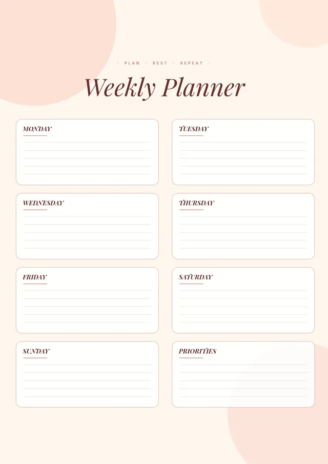 abstract weekly calendar template