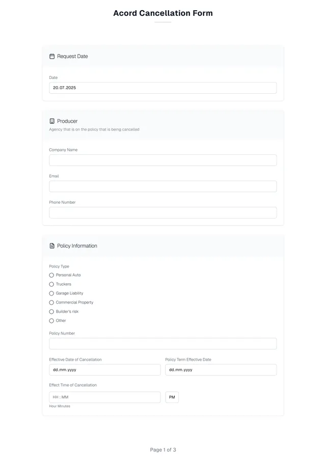 acord cancellation form template