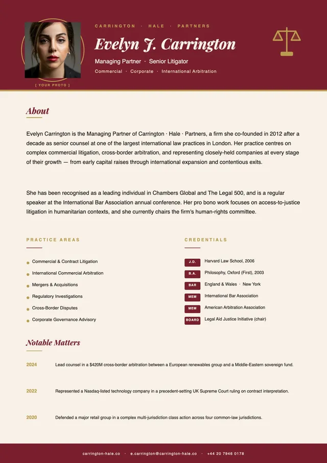 attorney bio template