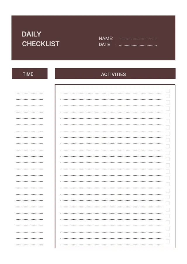 brown daily checklist template