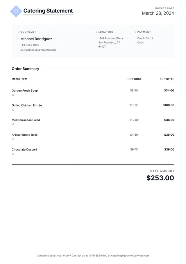 catering invoice template