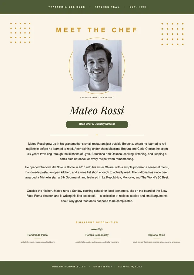 chef bio template