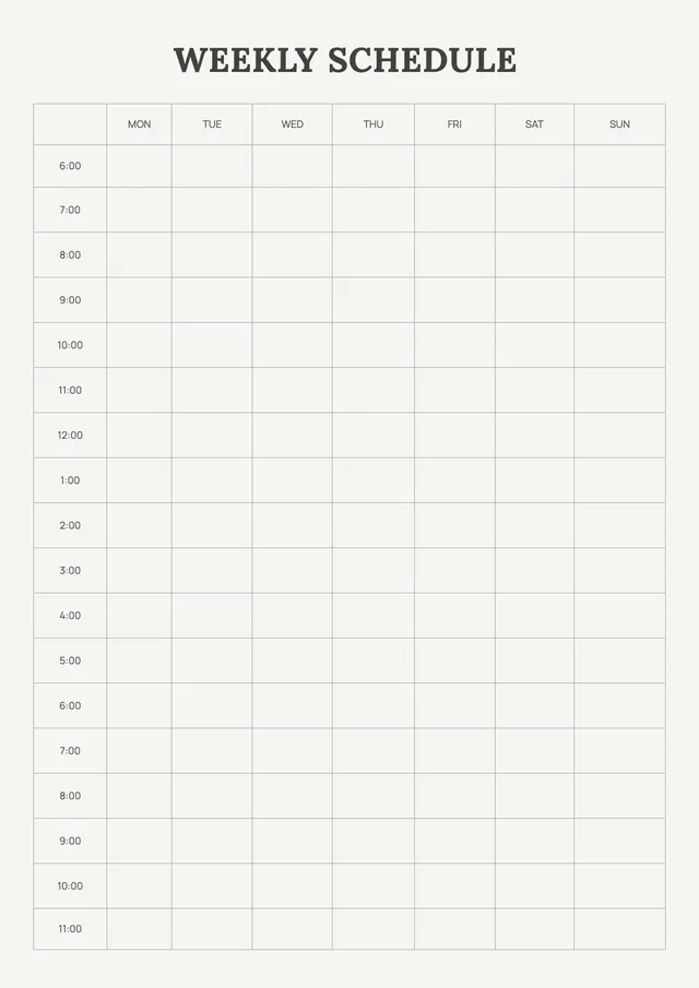 classic weekly schedule template