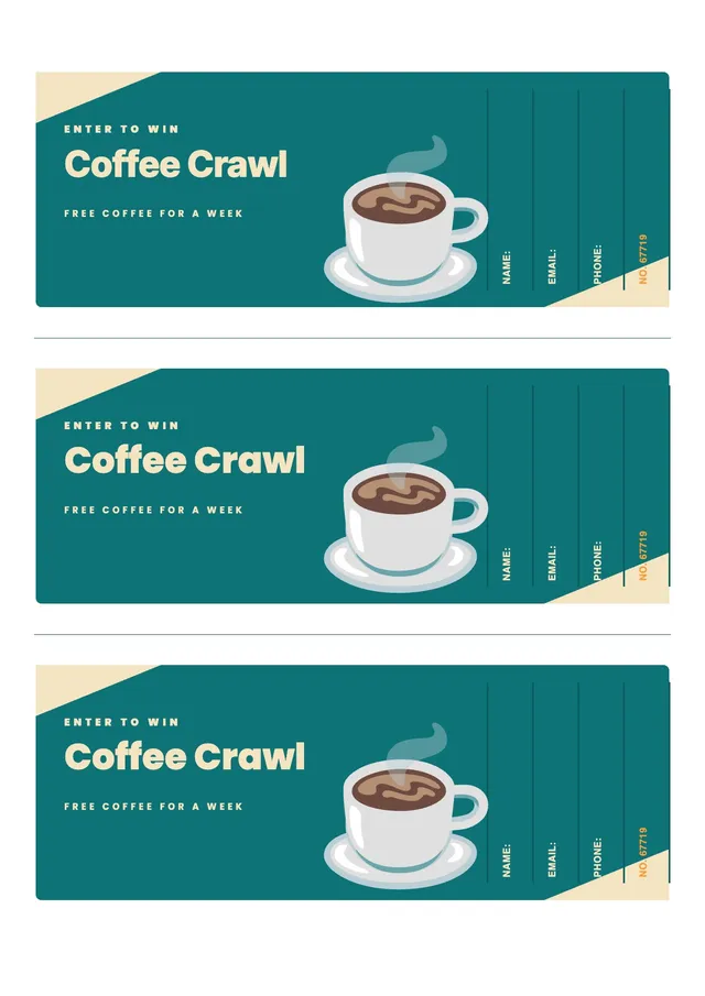 coffee crawl raffle ticket template