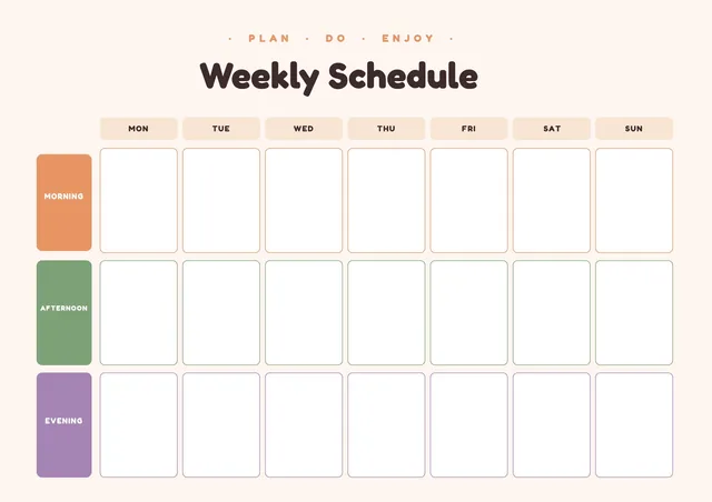colorful weekly calendar template