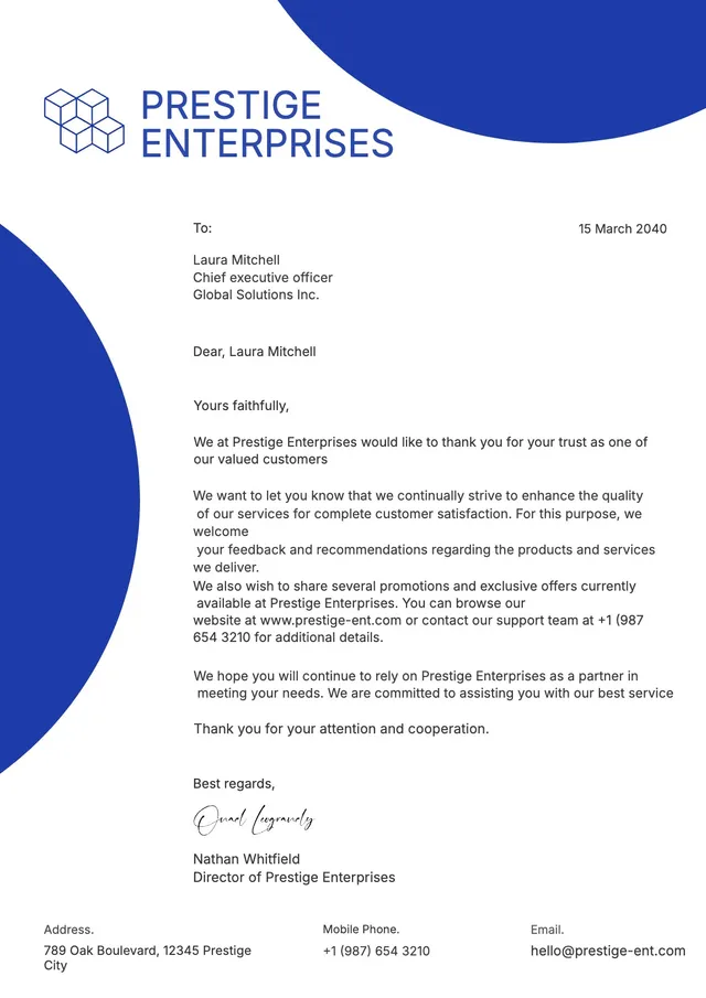 corporate appreciation letterhead template