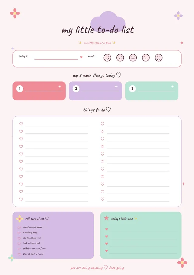 cute pastel to do list template