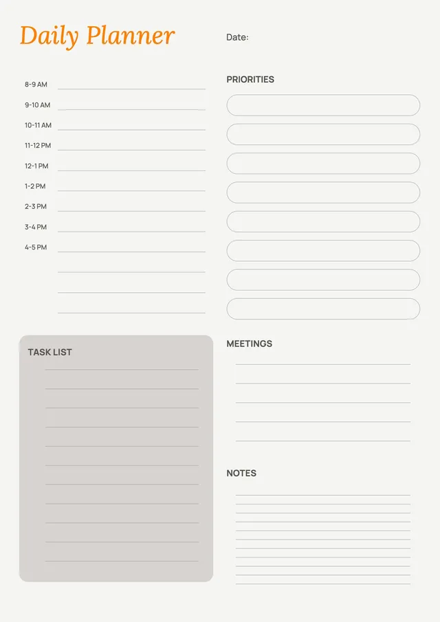 elegant daily planner template