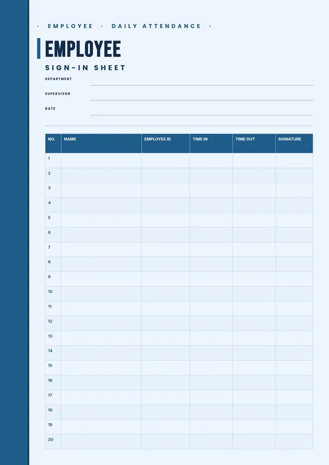 employee sign in sheet template