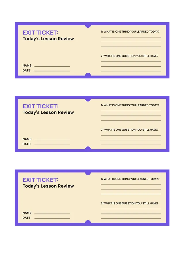 exit ticket template