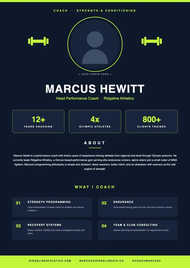 fitness coach bio template