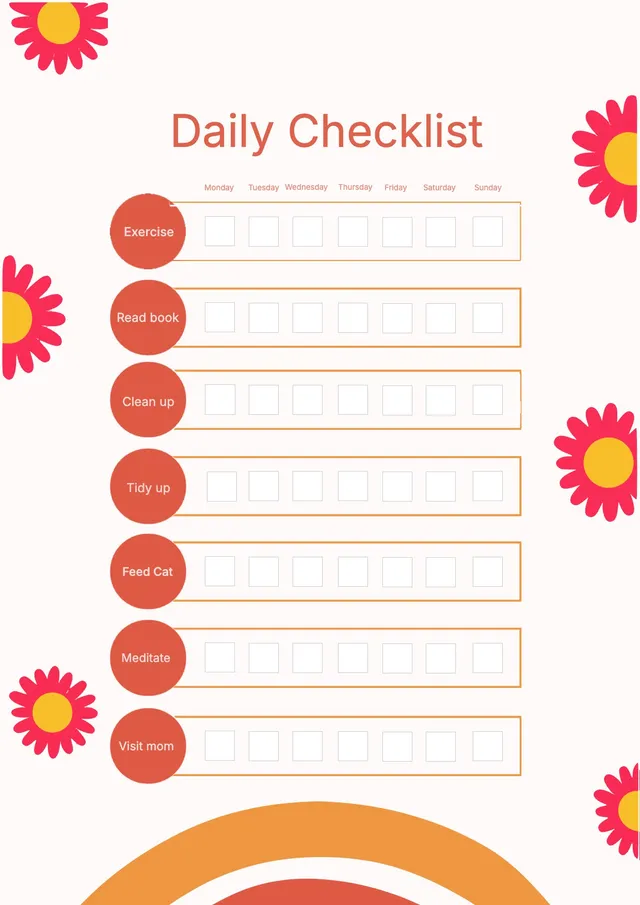 floral daily checklist template