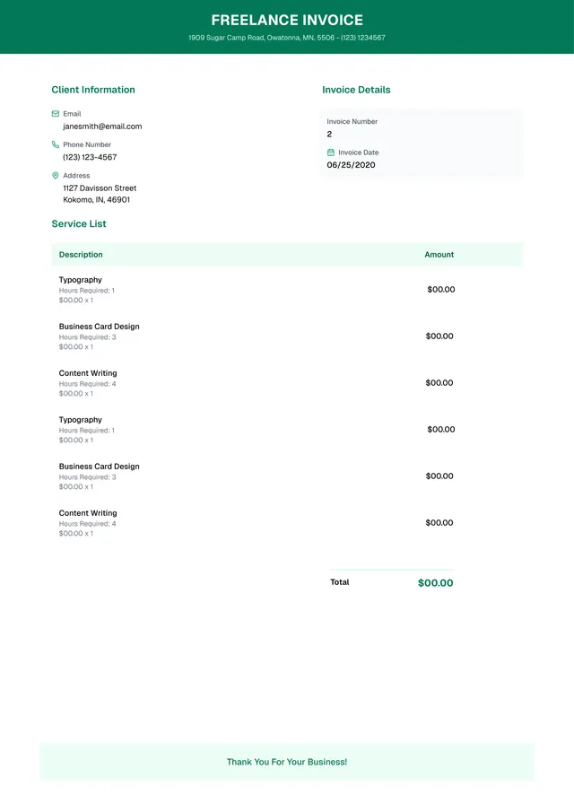 freelance invoice template