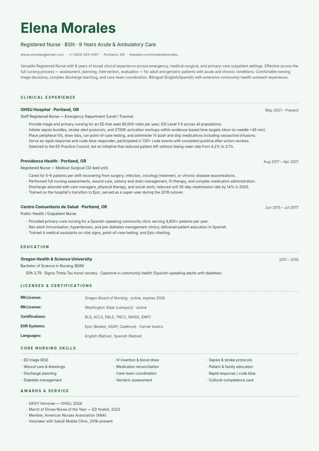 general nurse resume template