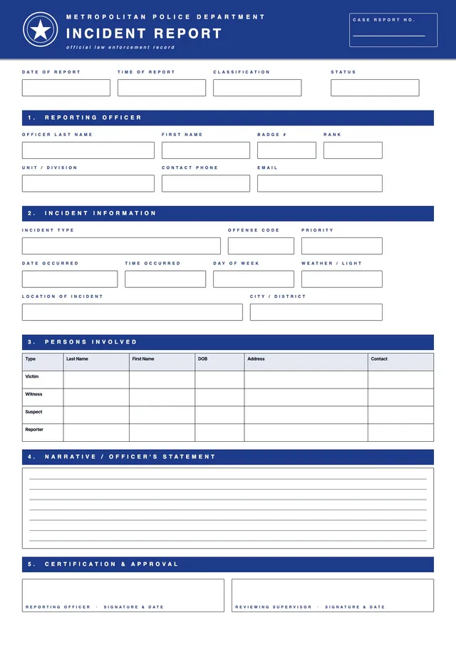 incident police report template