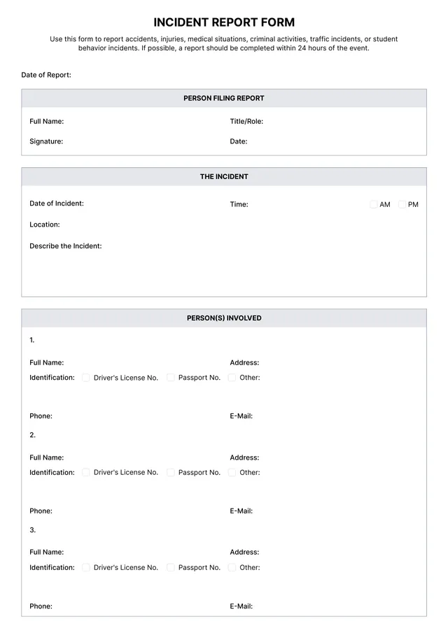 incident report template