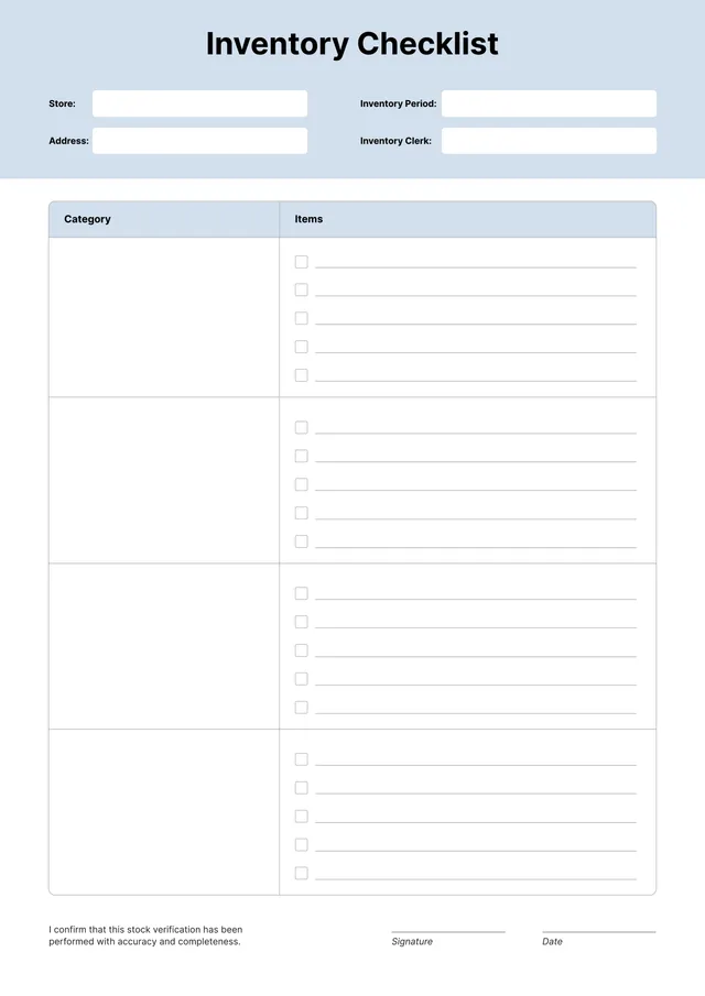 inventory-checklist form