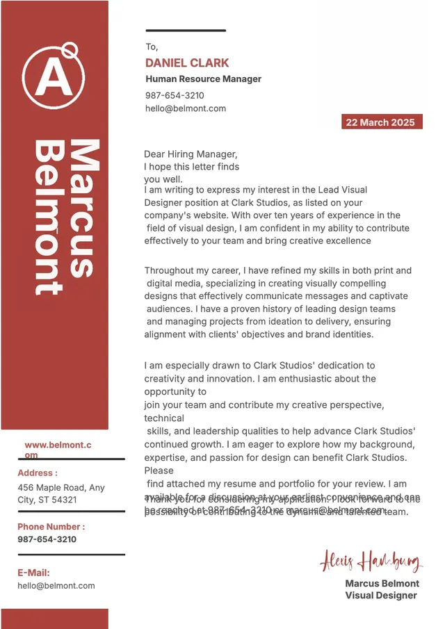 job application letterhead template