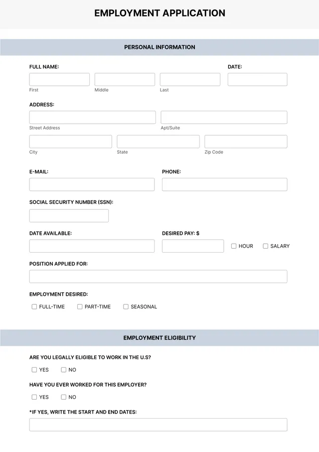 job application template