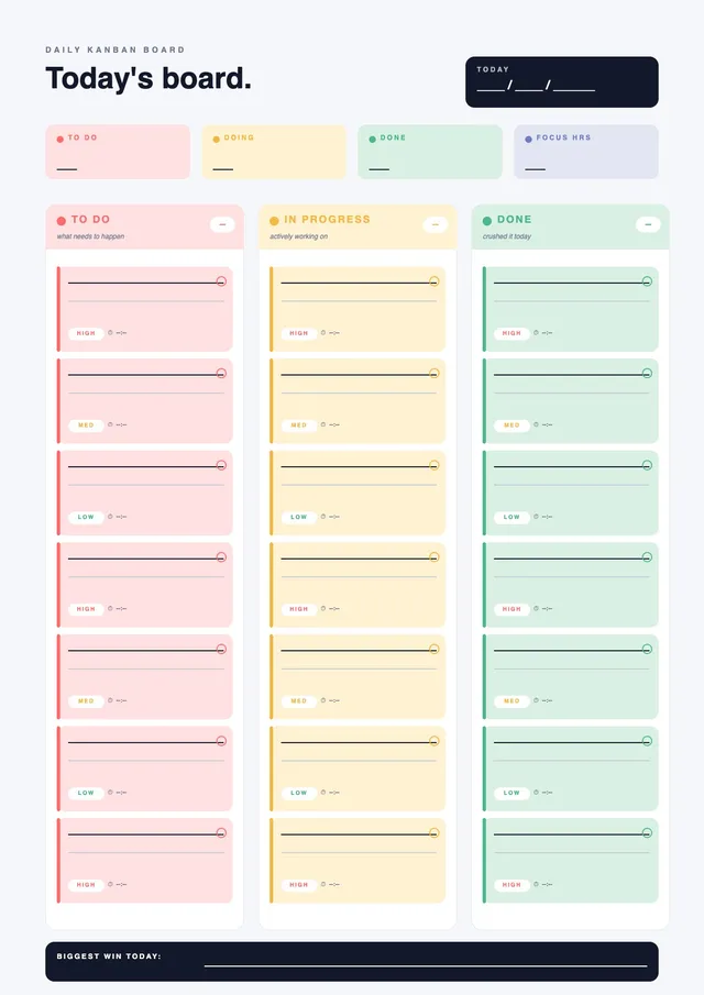 kanban daily to do list template