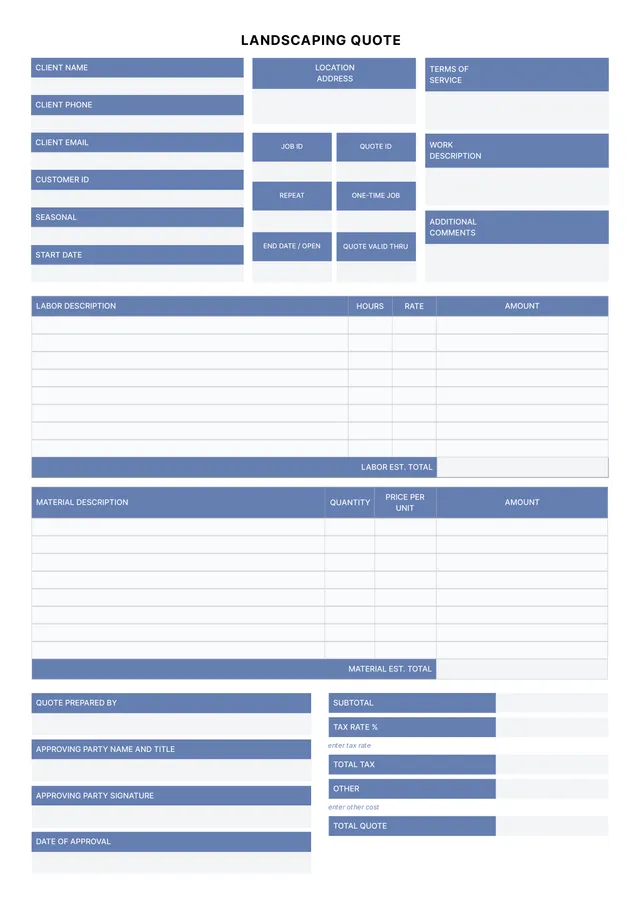 landscaping quote template