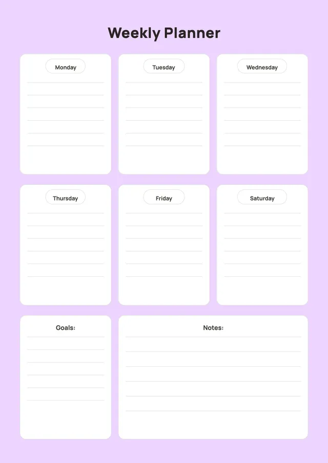 lavender weekly planner template