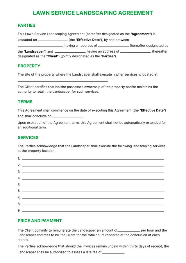 lawn care contract template