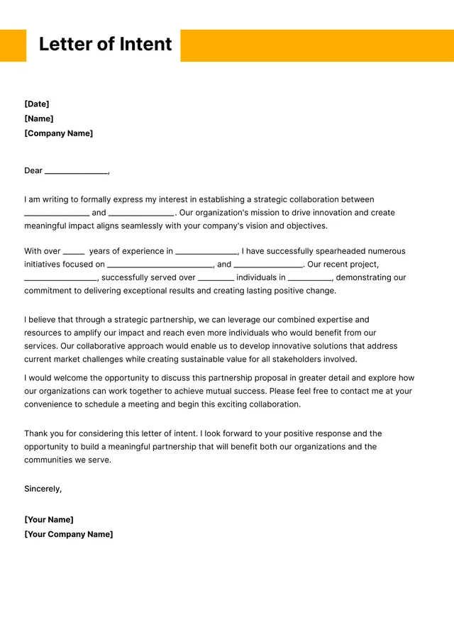 letter of intent template