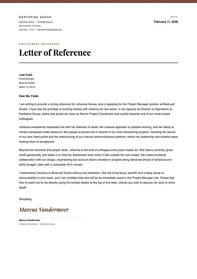letter of recommendation for employee template