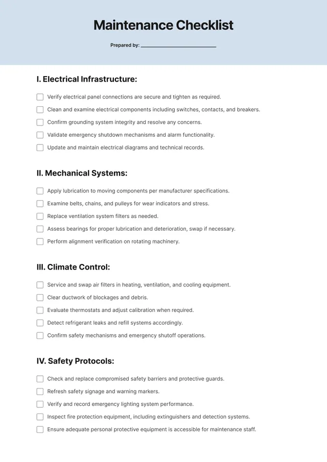 maintenance-checklist form