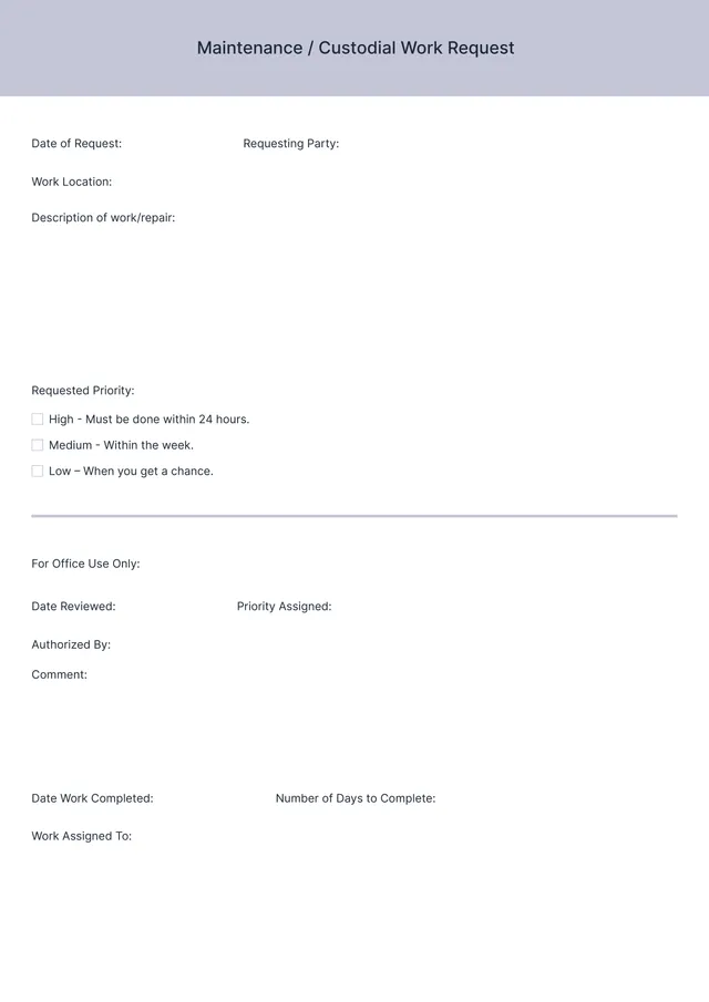 maintenance request form template
