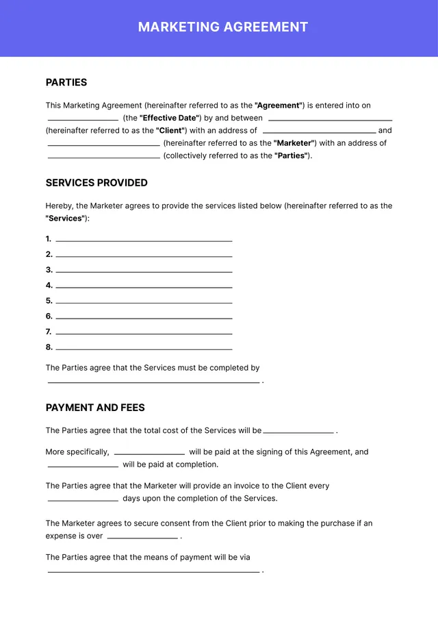 marketing agency contract template