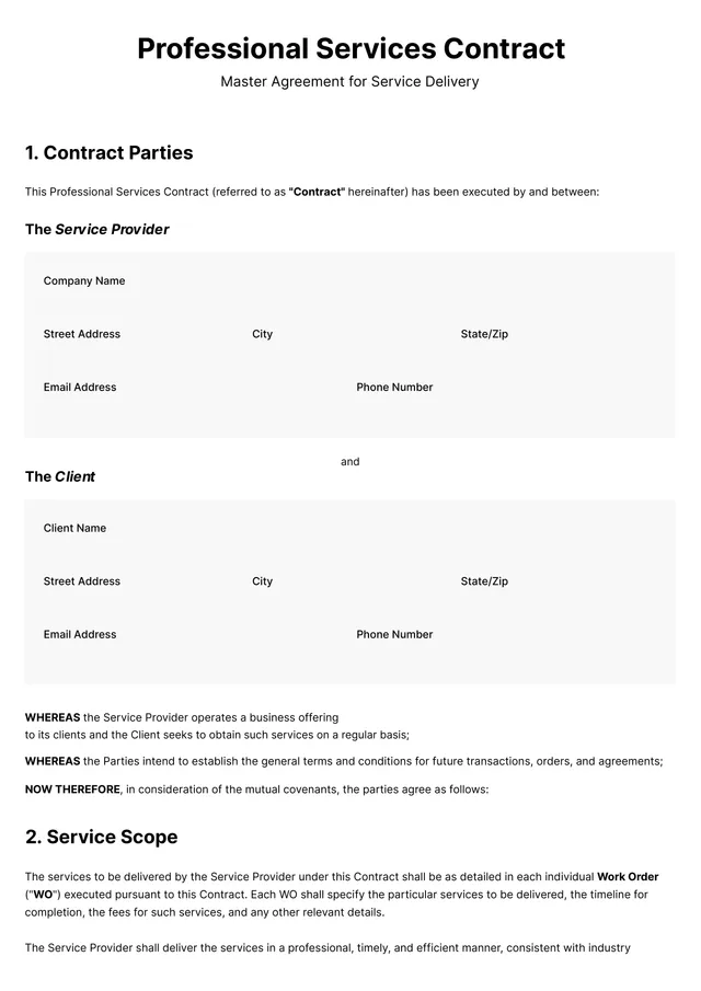master service agreement template