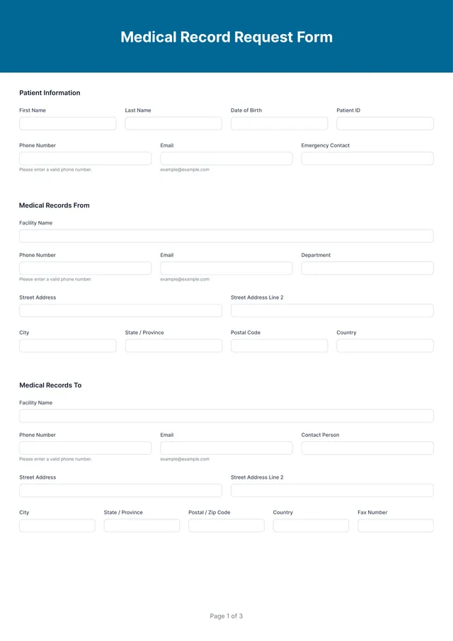 medical records request form template