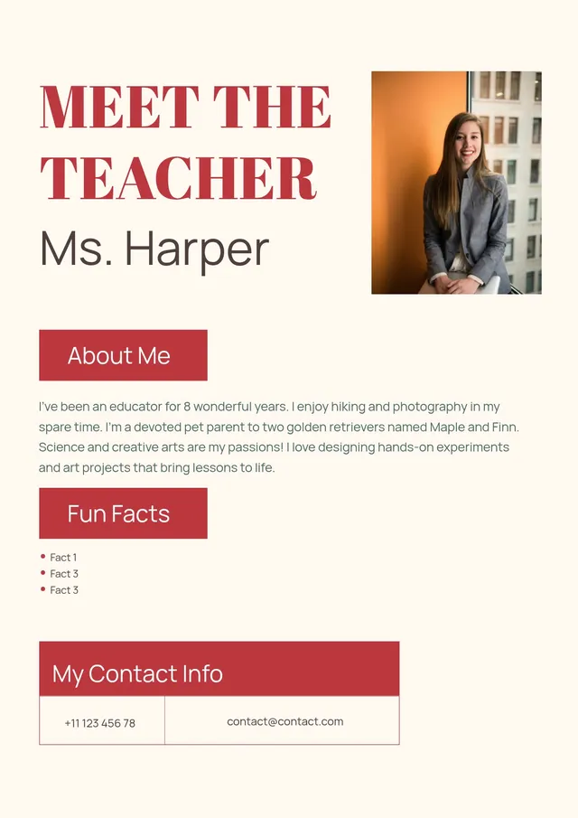 meet your teacher template