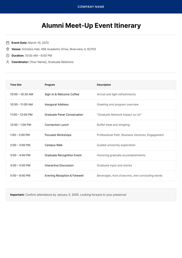 meeting-itinerary form