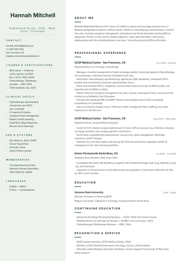 minimalist nurse resume template