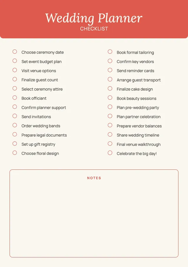 minimalist wedding planner itinerary template