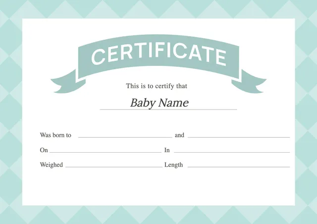 mint checkered birth certificate template