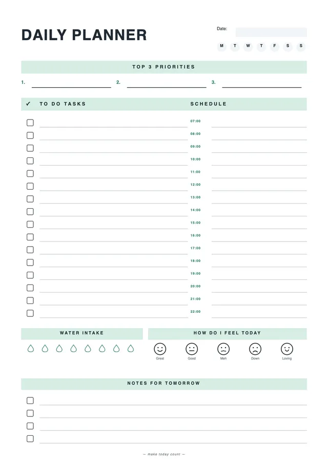 mint daily to do list template