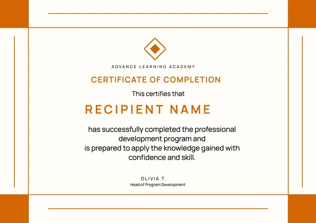 modern certificate of completion template