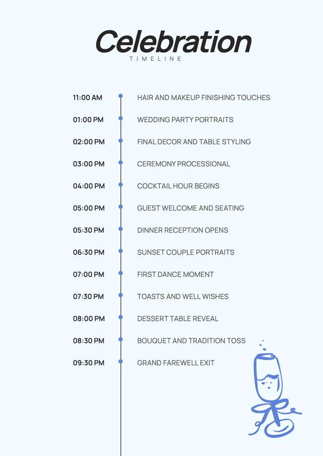 modern wedding day itinerary template