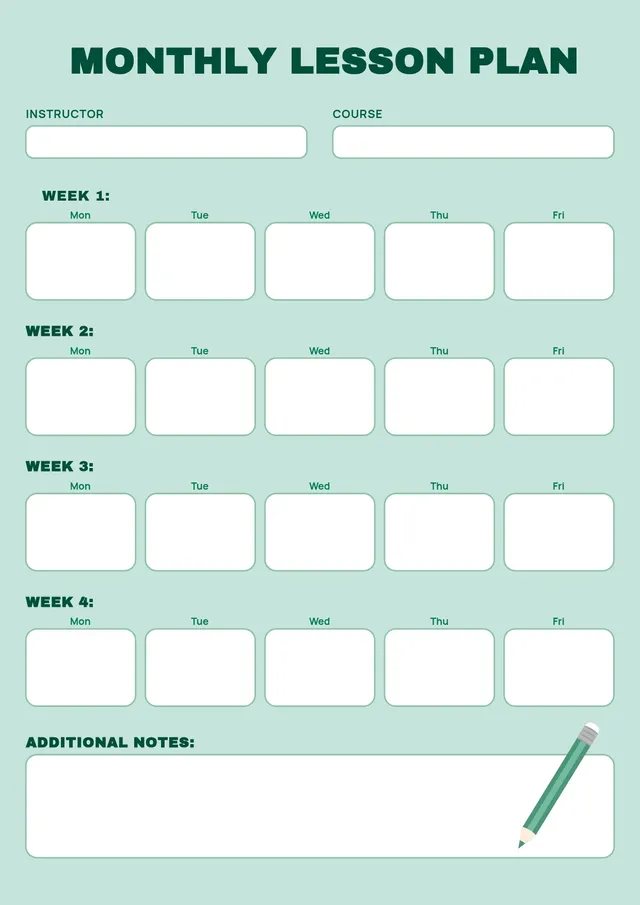 monthly lesson plan template